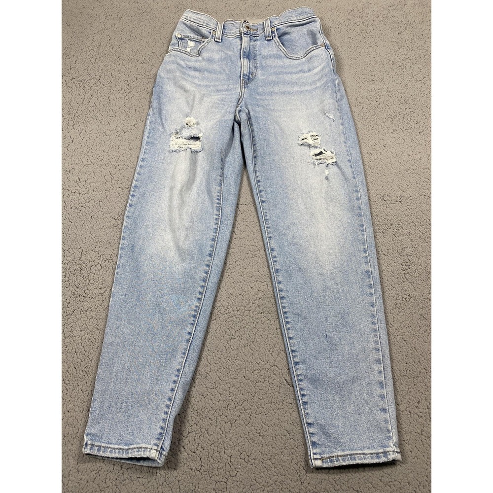 Levi's SilverTab Mom Jeans Womens 27 Light‎ Wash High Rise Distressed Blue Denim